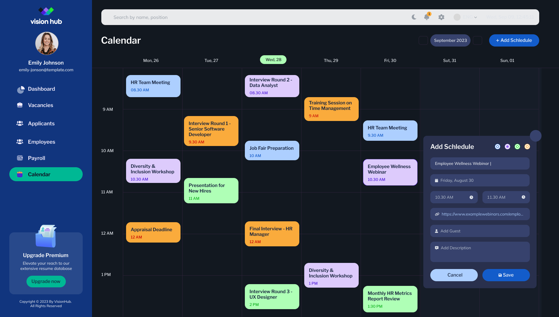 Team calendar