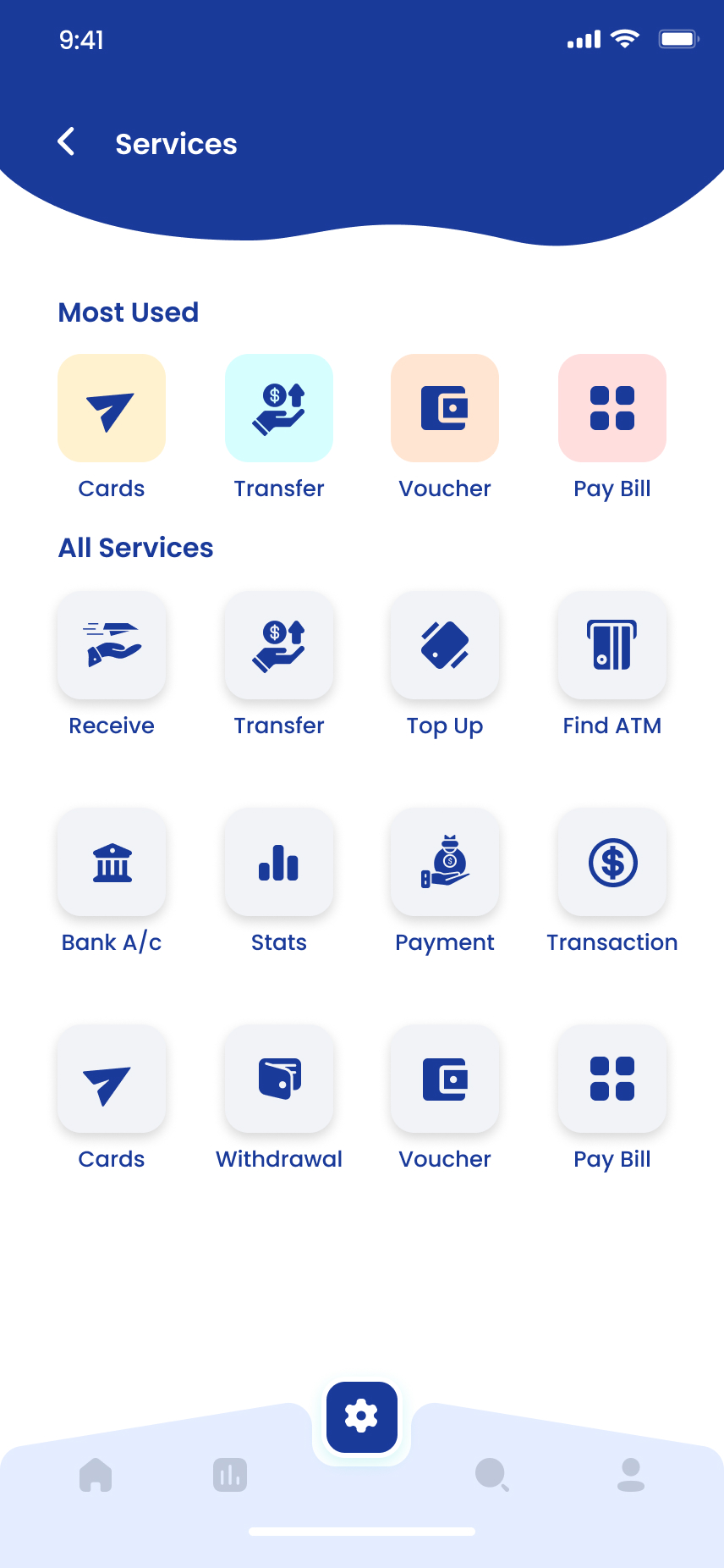 Services screen