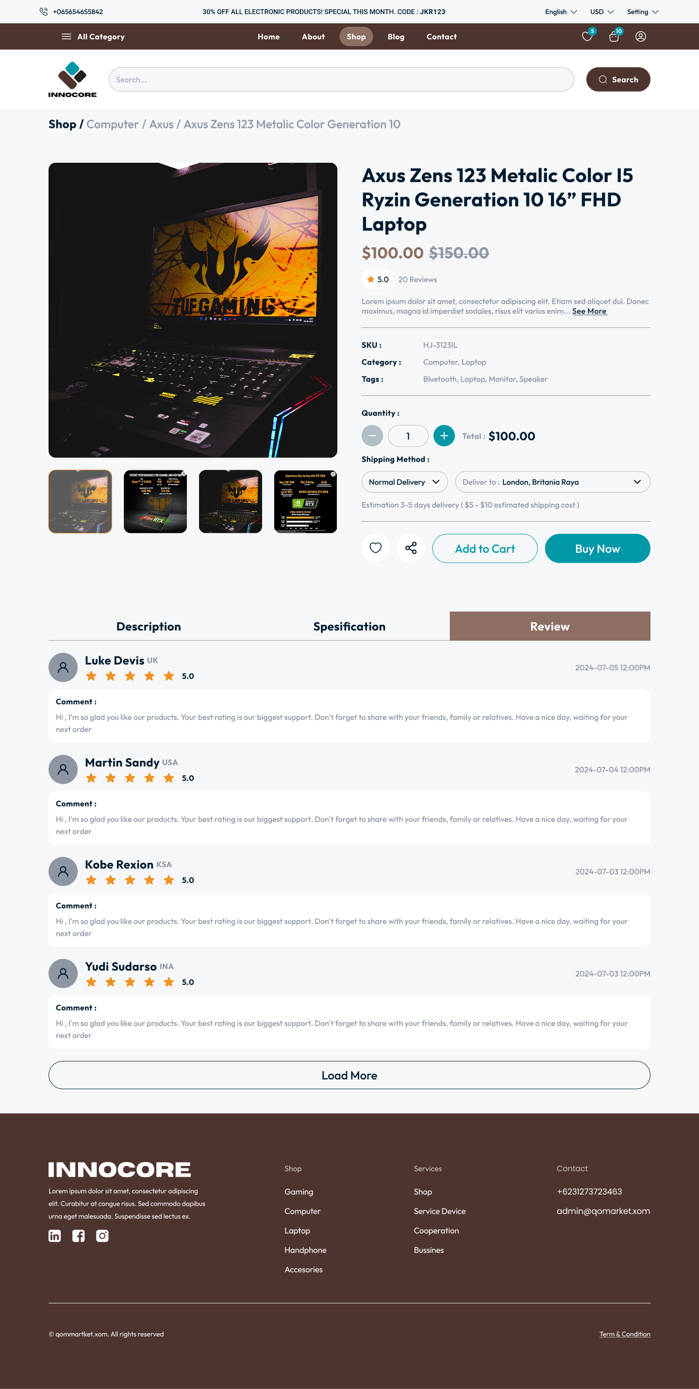 E-commerce screen