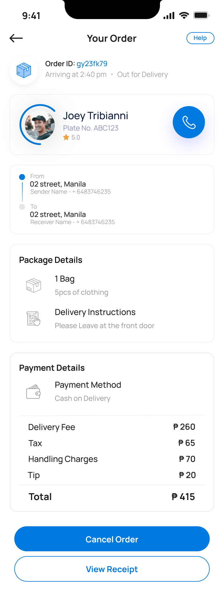 Order summary