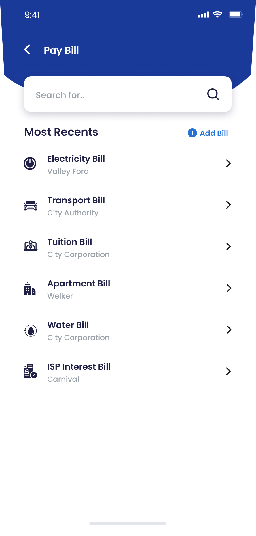Payment screen