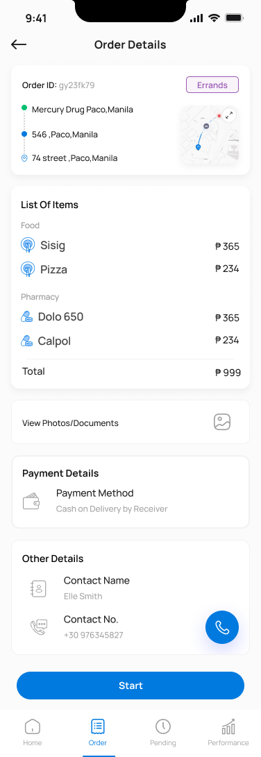 Rider order details