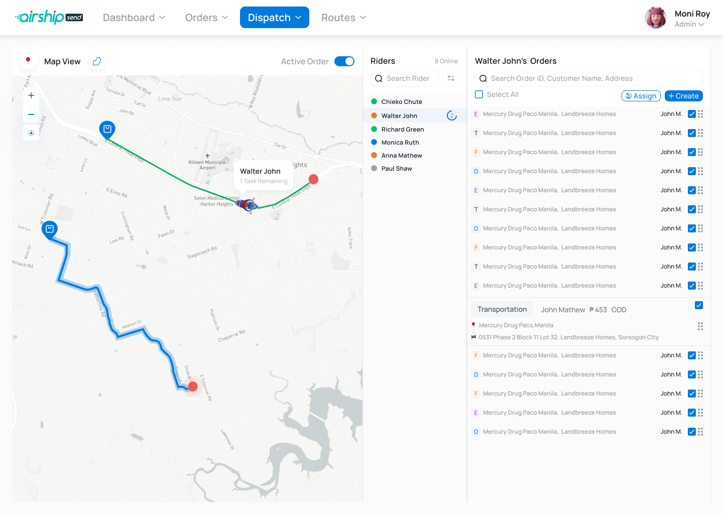 Live dispatch view