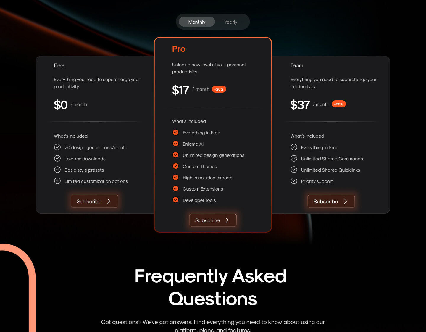Aurora AI pricing table