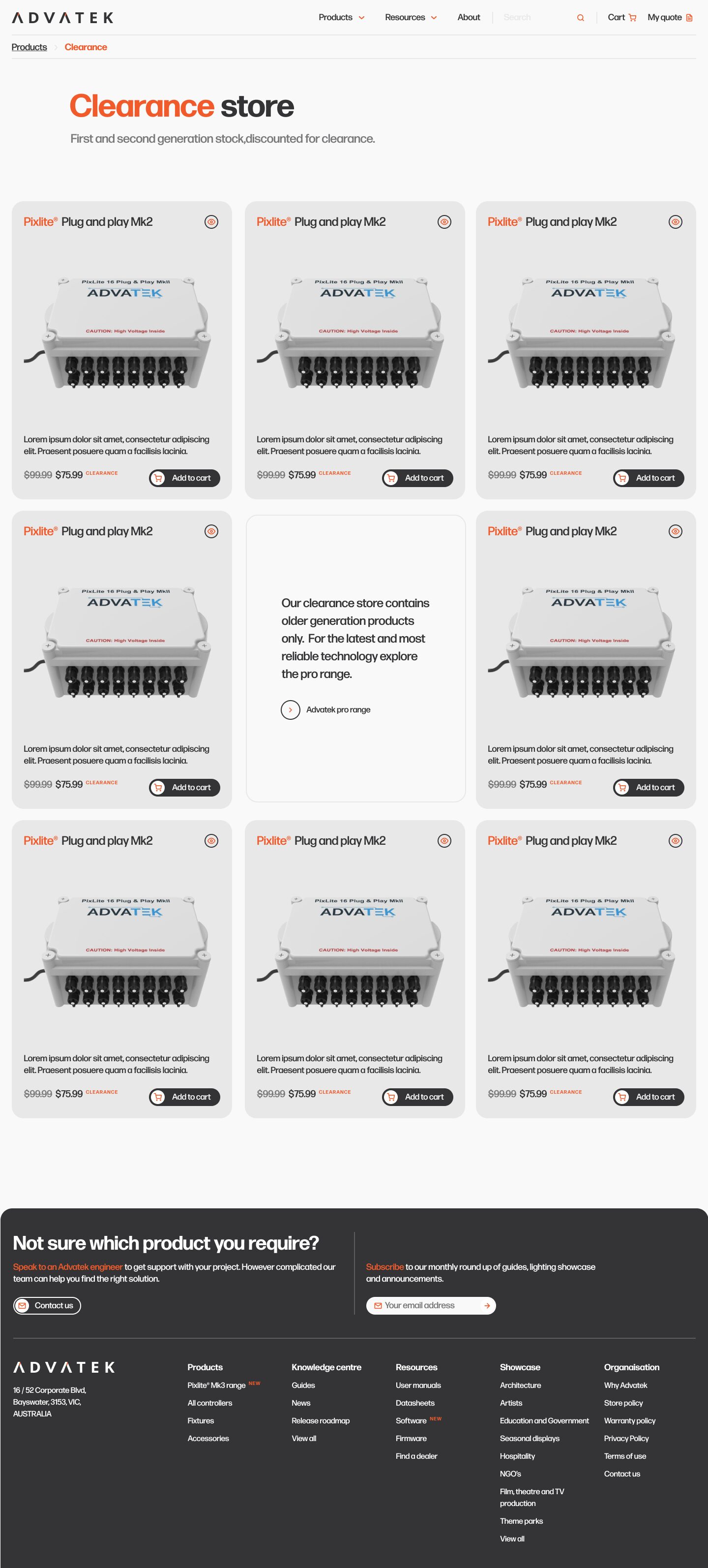 Advatek clearance products listing