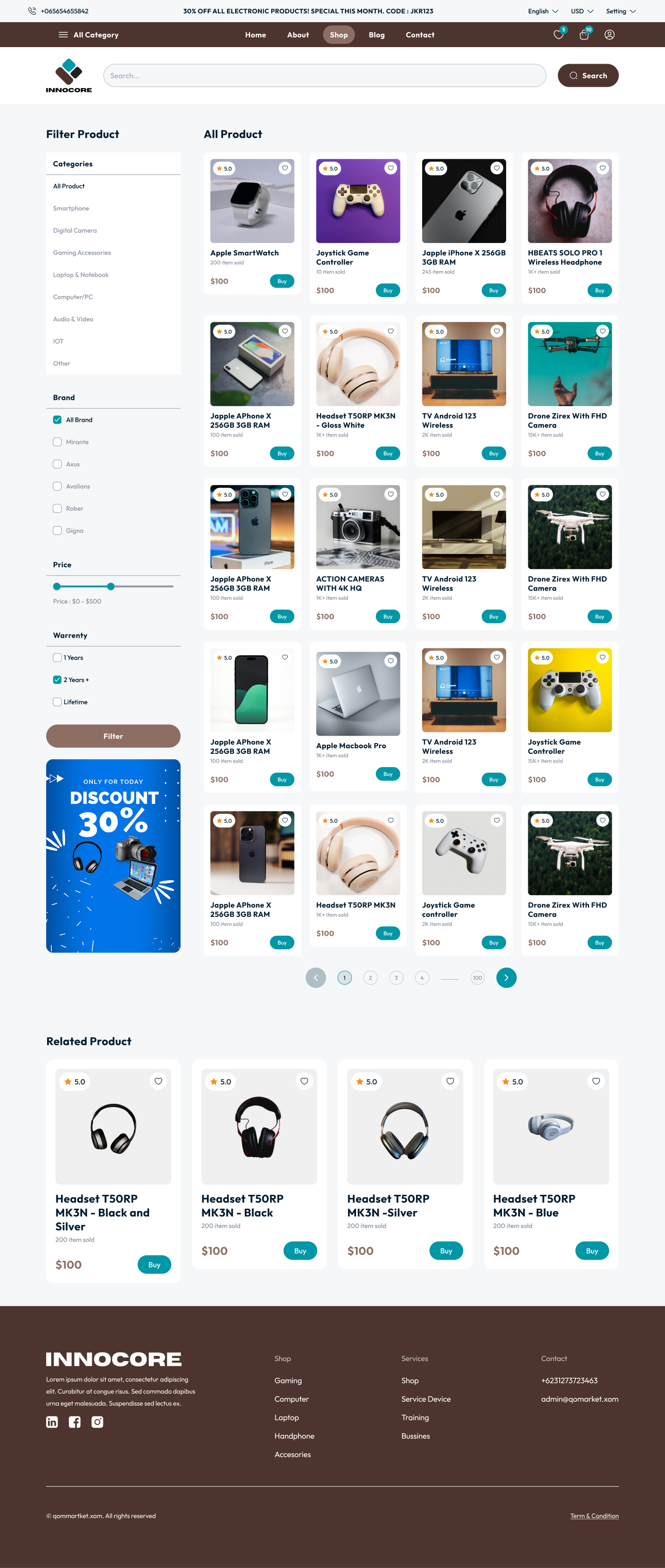 E-commerce screen