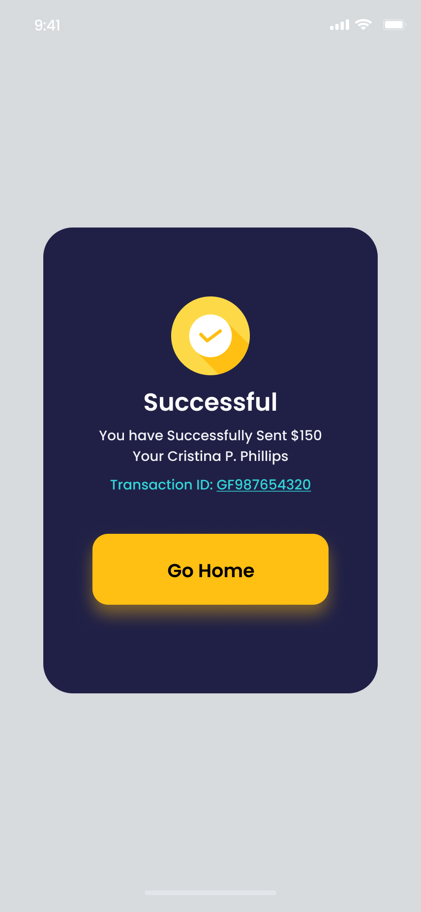 Payment screen
