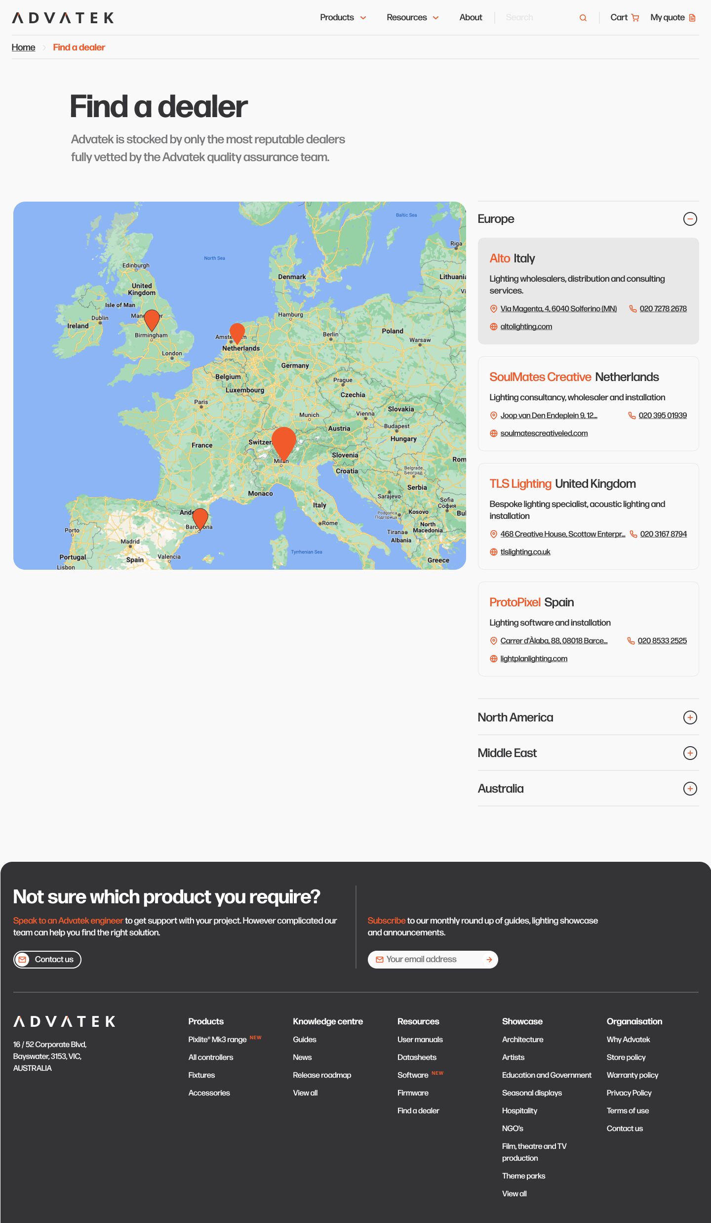 Find a dealer, Europe