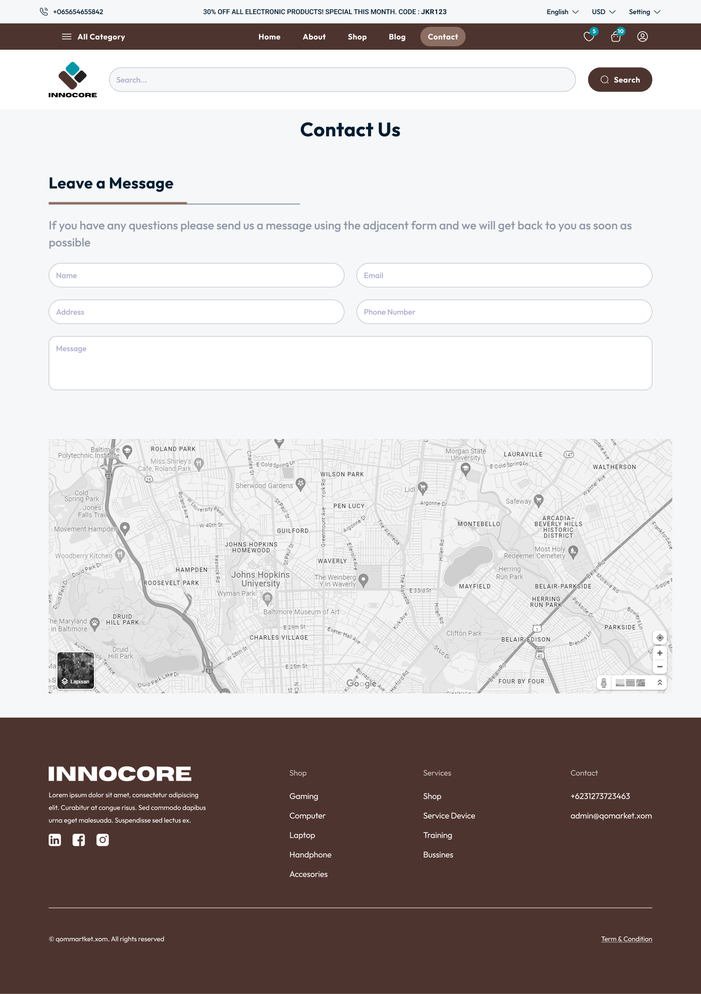 E-commerce screen
