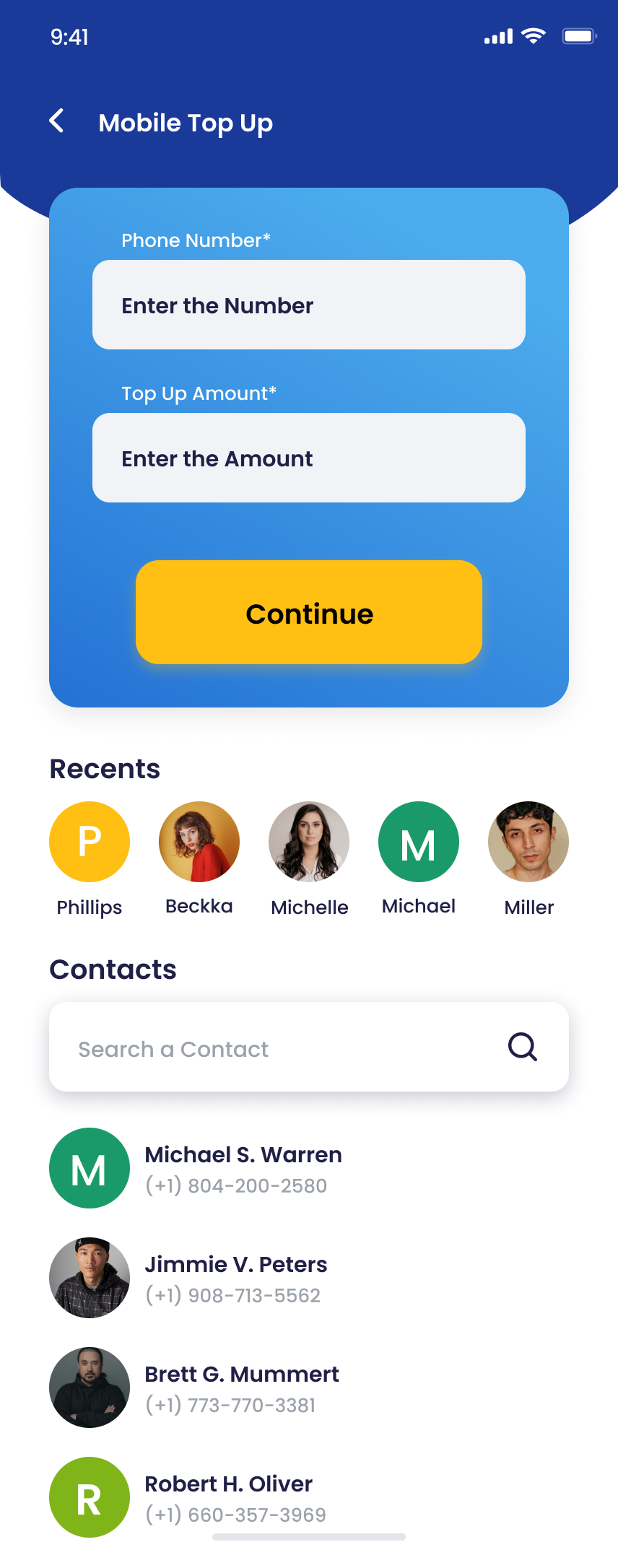 Payment screen
