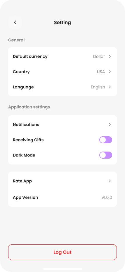 Profile / settings