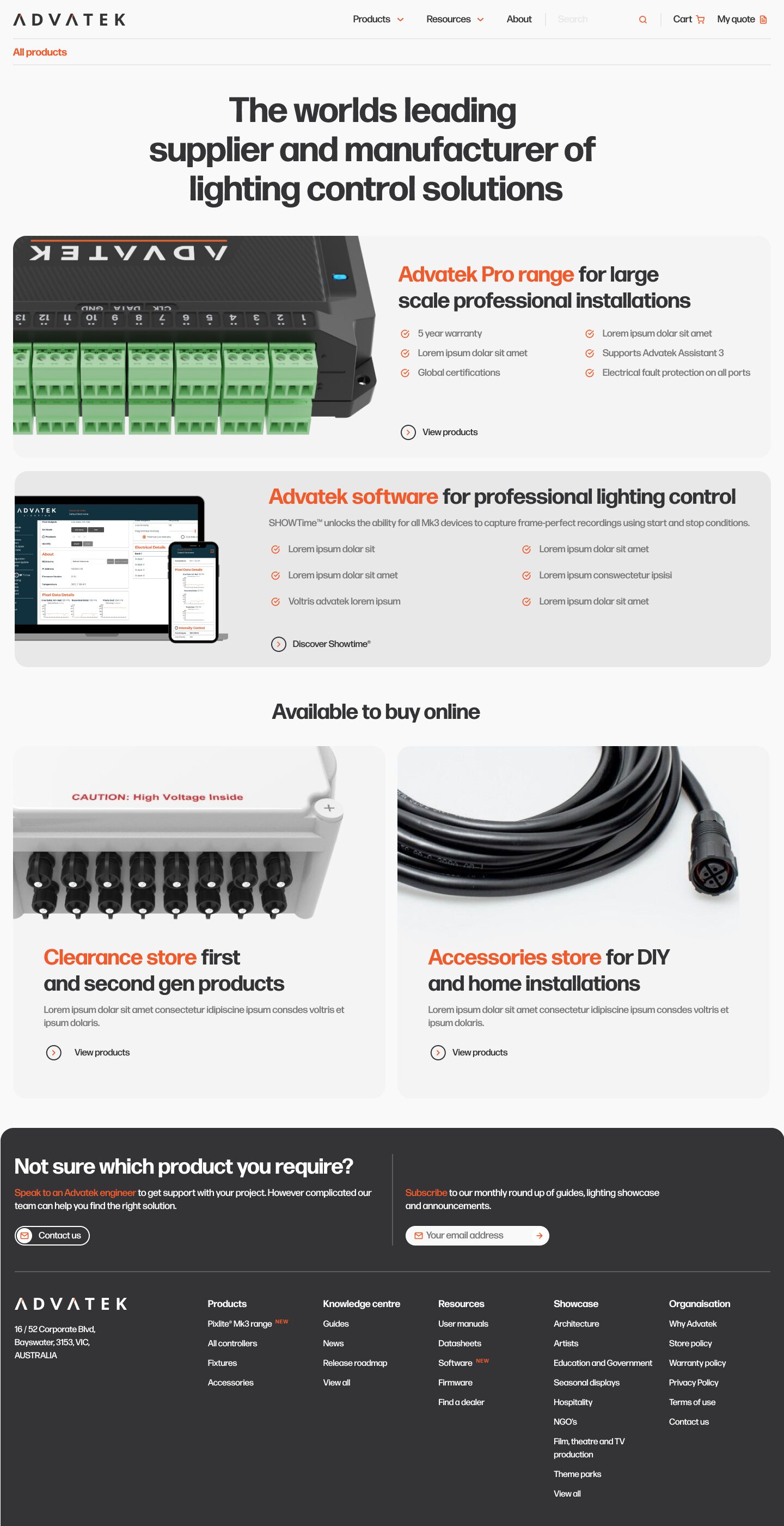 Advatek products overview grid