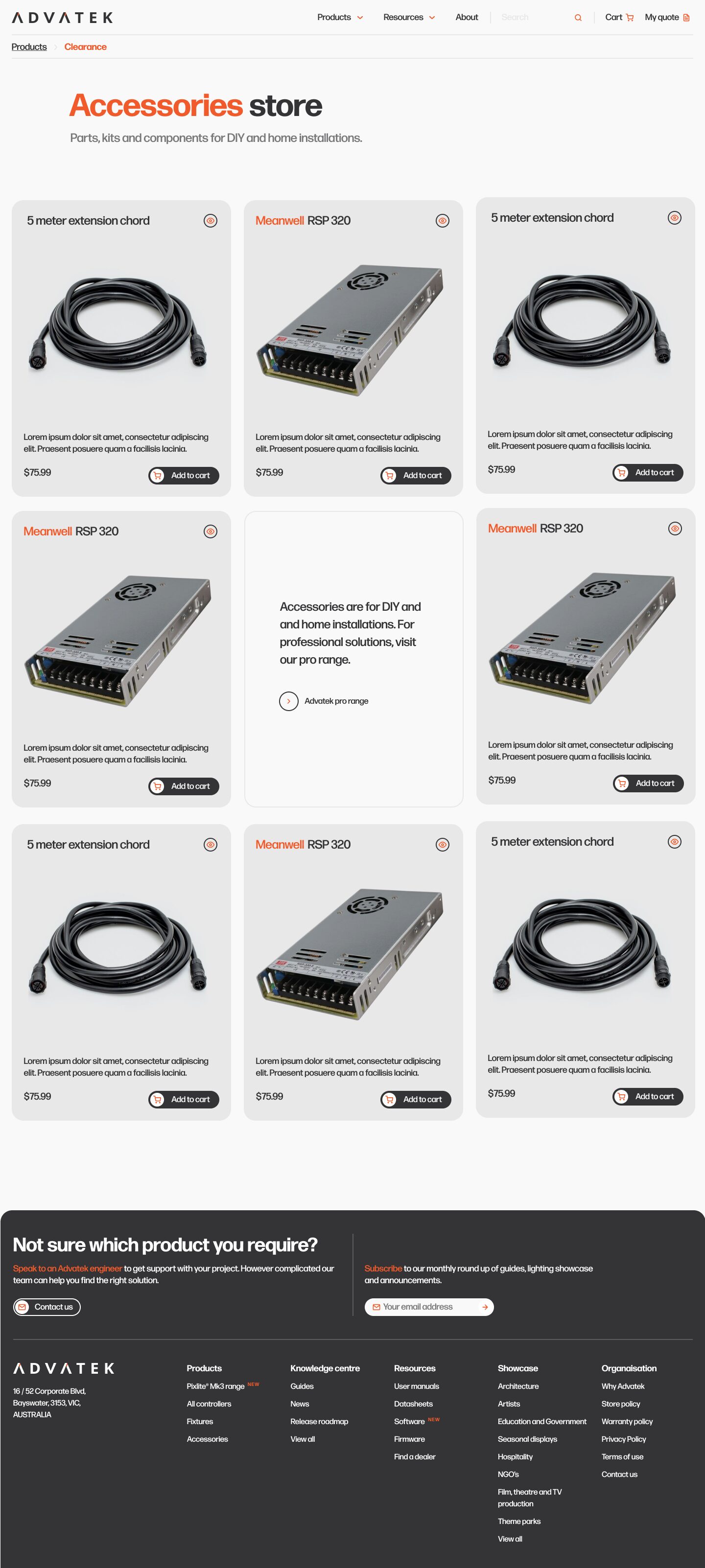 Advatek lighting hardware accessories catalog