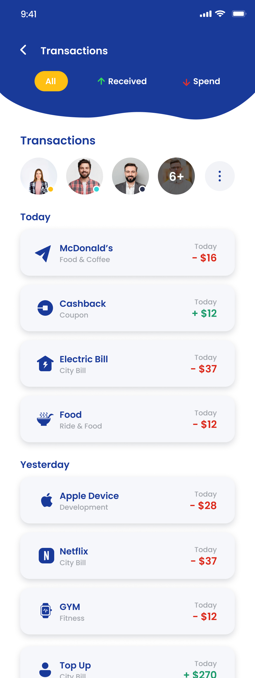 Wallet screen