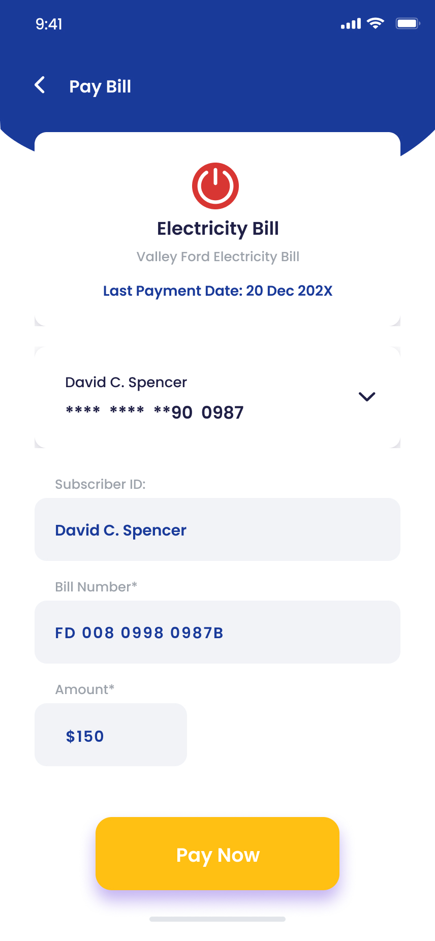 Payment screen