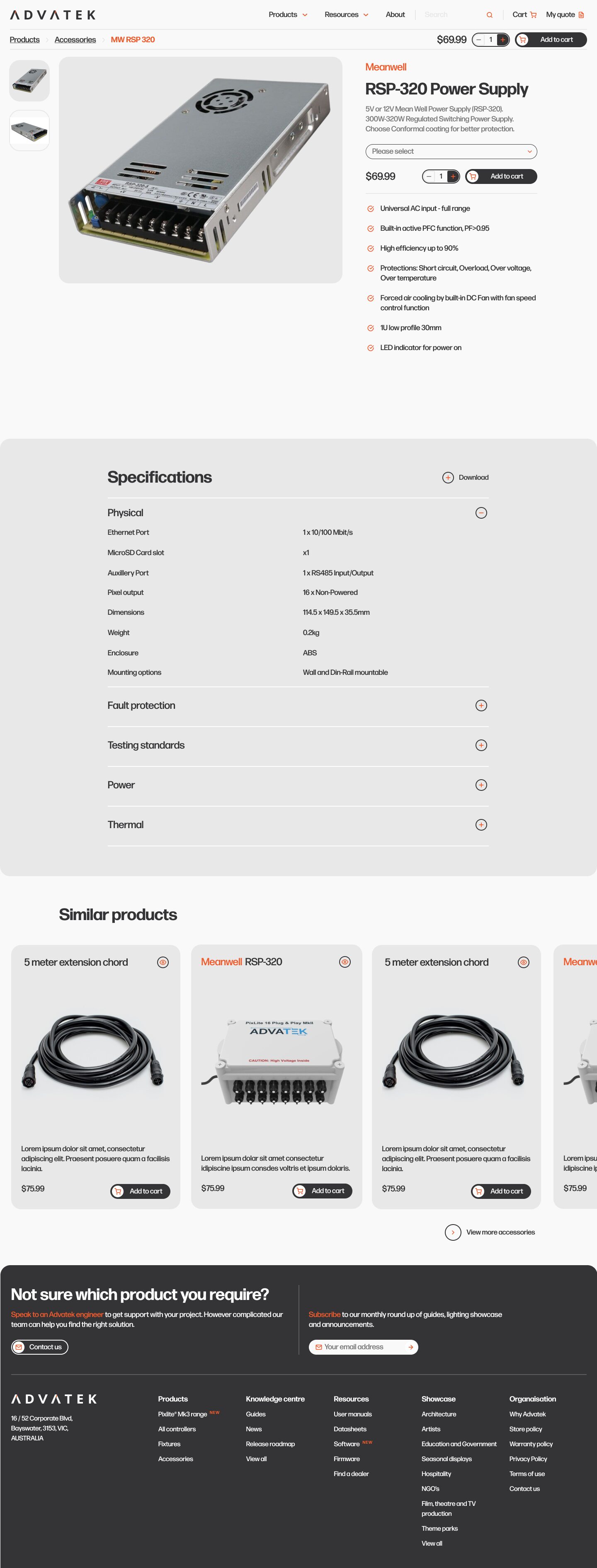 Advatek accessory product detail page